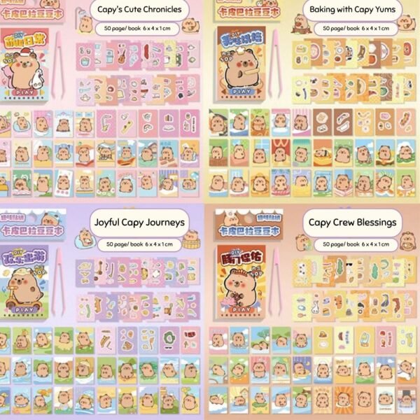 Set of 4 Mini Capybara Dress-Up Sticker Books - Image 3