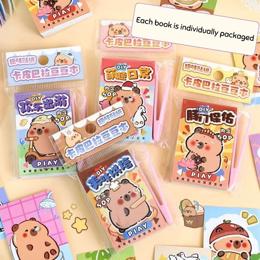 Set of 4 Mini Capybara Dress-Up Sticker Books
