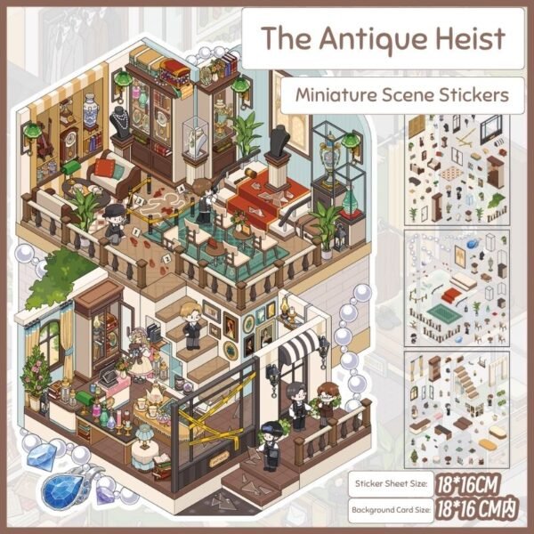FH03 Espionage Scene Sticker Set: 4 Immersive Spy Scenes 3D Stickers - Image 4