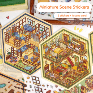 YL01 Maison & Zen: Franco-Japanese House 3D Scene Stickers 2 Cute Miniature Stickers