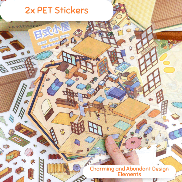 YL01 Maison & Zen: Franco-Japanese House 3D Scene Stickers 2 Cute Miniature Stickers - Image 4